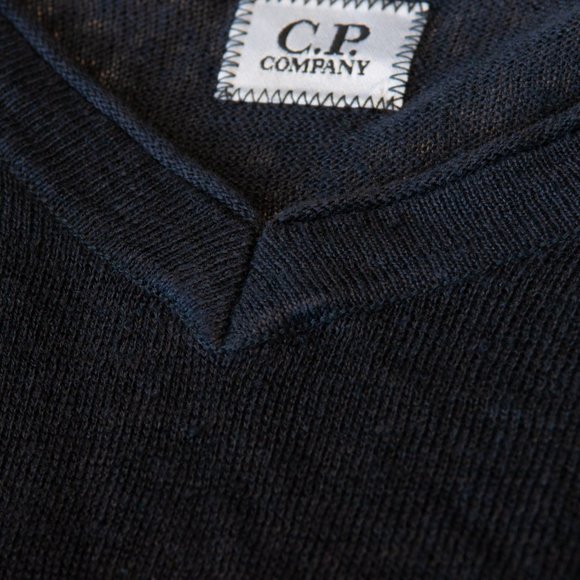 CP Company Gray Linen V-Neck Sweater Large - Picture 3 of 4